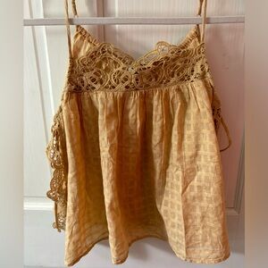 american eagle tan open side tank top (XS)